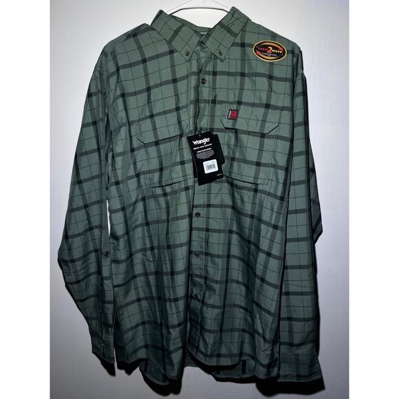 Wrangler Technical Long-Sleeve Work Shirt for Men - Green Check - L - Picture 7 of 9